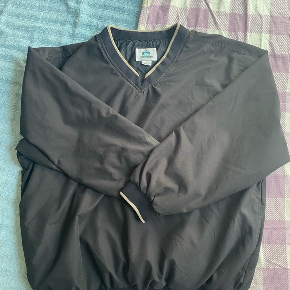 Used L Plain Black Outdoor World Nylon Pullover - Picture 1 of 3